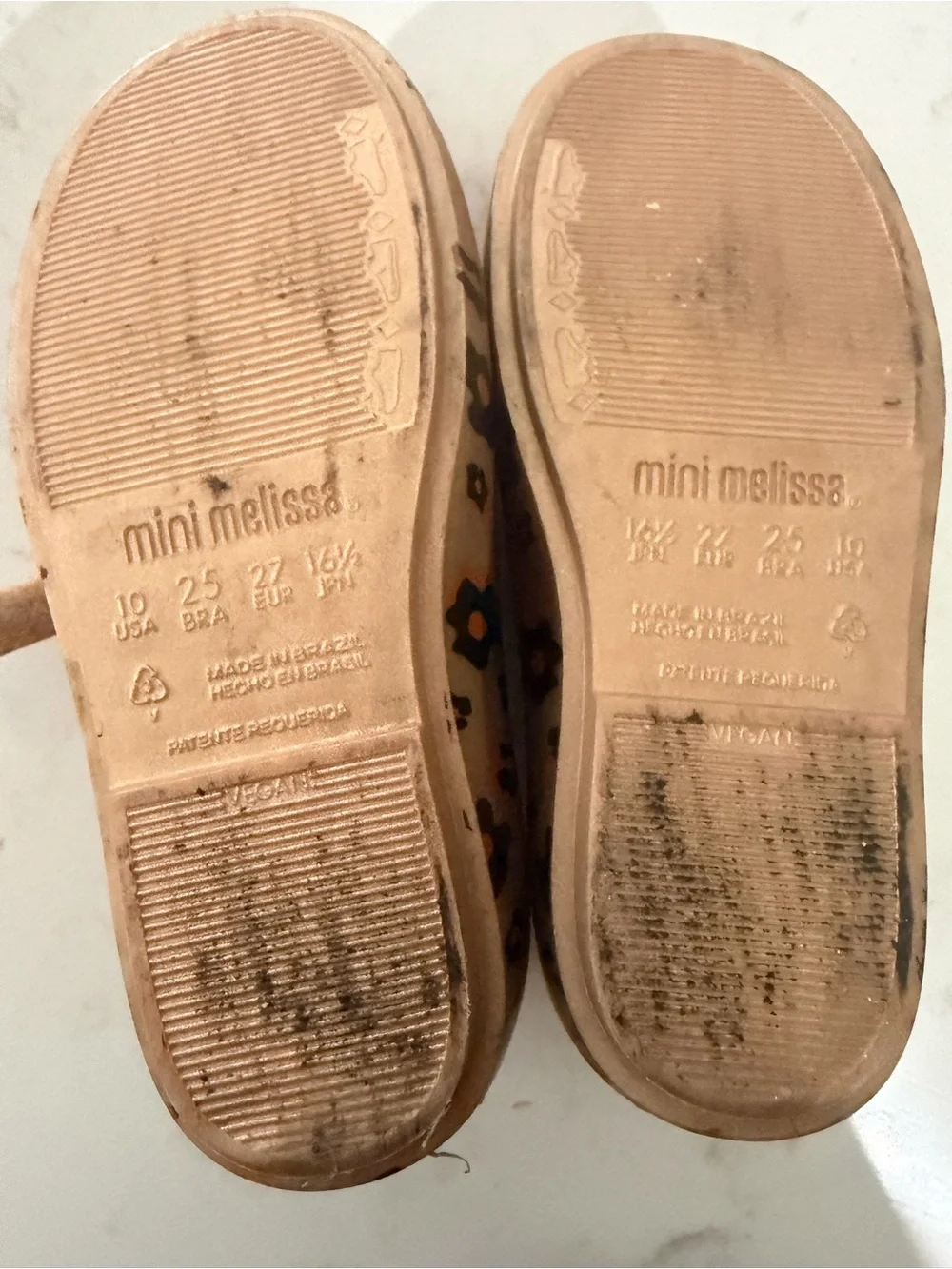 Mini Melissa Metallic Rose Gold Floral Strap Mary Janes